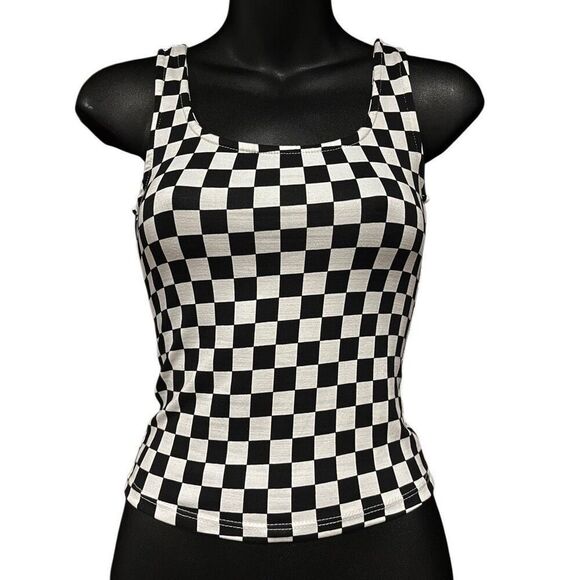 Rue 21 Checkered Stretch Stretchy Tank Top Women’s XS - Picture 1 of 3